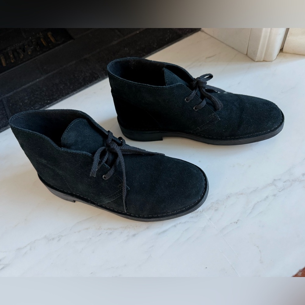 CLARKS MEN MEN'S BUSHACRE 2 BLACK Dress SUEDE Size 7M Holiday Christmas